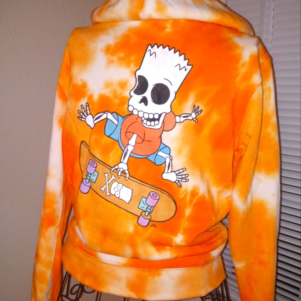 Simpsons Hoodie Tye Dye Orange XS
